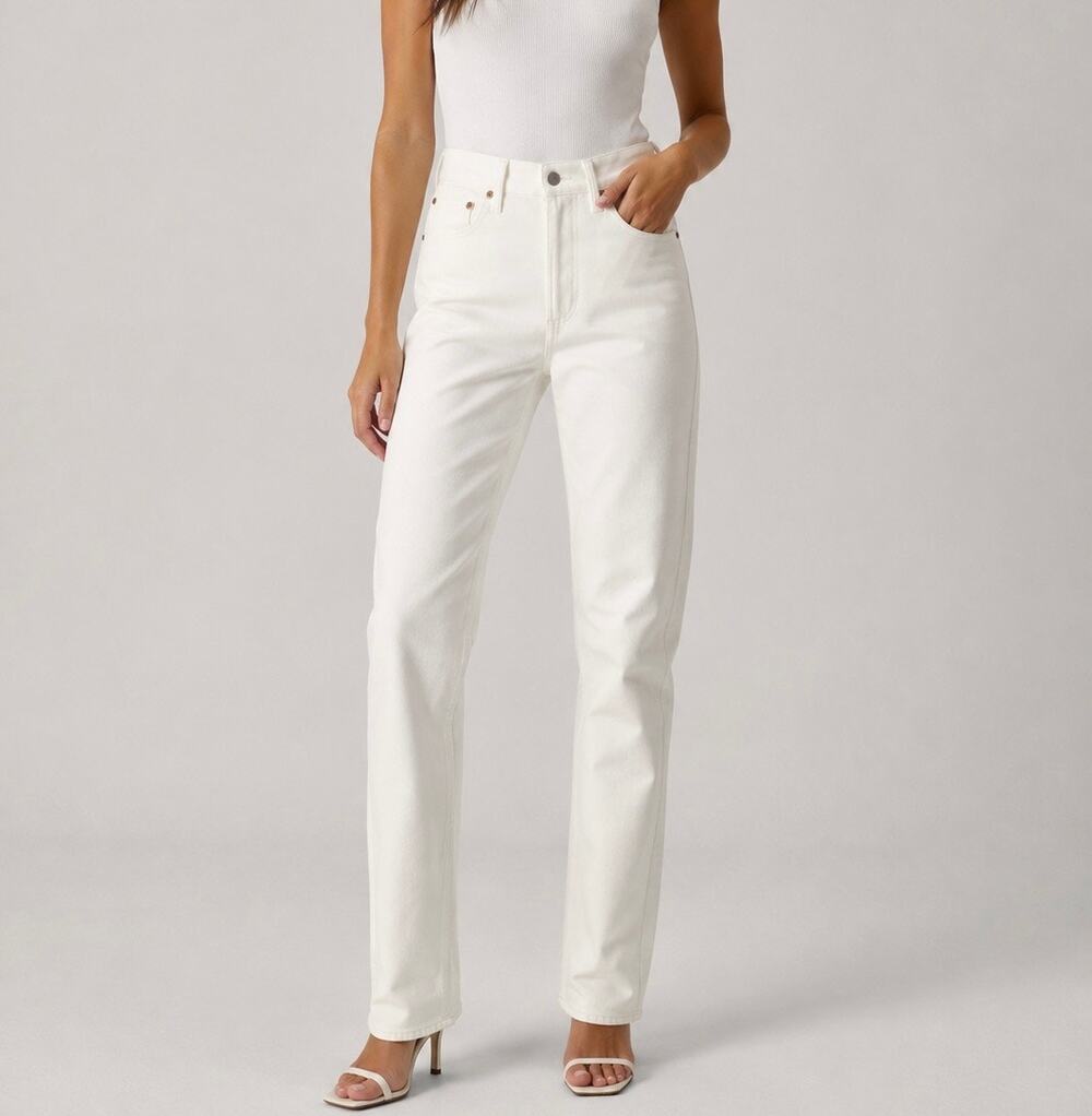 AGOLDE 90s Pinch Waist White Recycled Leather Straight Leg Pants Size 28